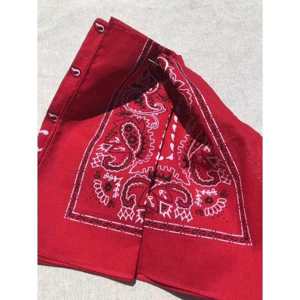 Vtg NOS Red White Blue Floral Bandana Scarf Cotton USA 21